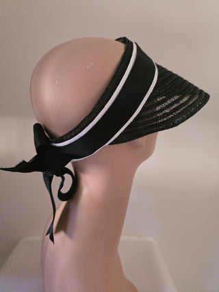 Chanel 2023 Black Interlocking CC Abaca Visor L sz