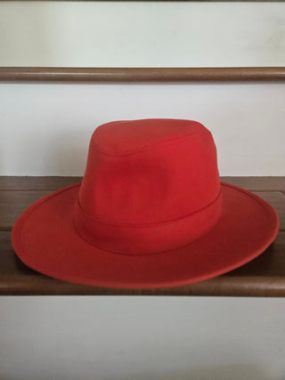 Eye catching Hermès Red Cotton Fedora Hat 58 sz