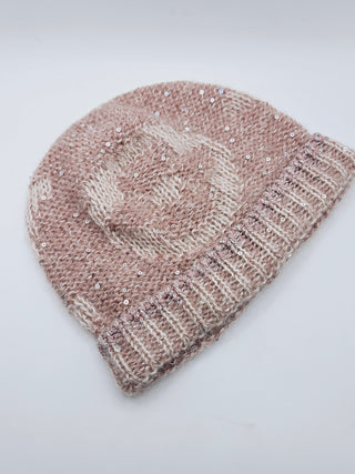 Louis Vuitton Light Pink Logo Sequin Mohair Beanie