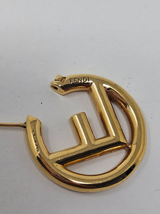 Fendi gold tone F is Fendi Hoop Earrings