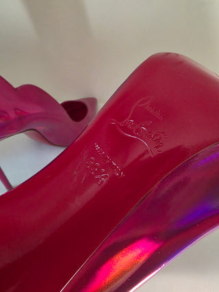 Christian Louboutin Metallic Pink Leather Scalloped Pumps 39.5 sz