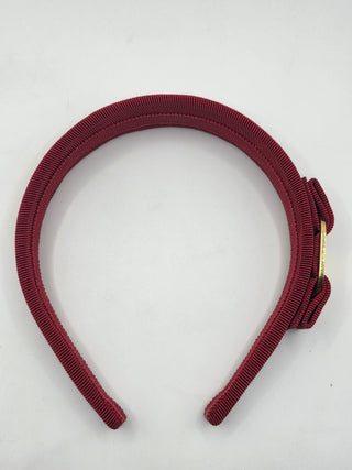 Salvatore Ferragamo Red Gold-tone logo bow headband