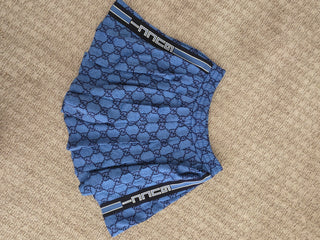 Gucci Blue multicolor GG print pleated shorts M sz