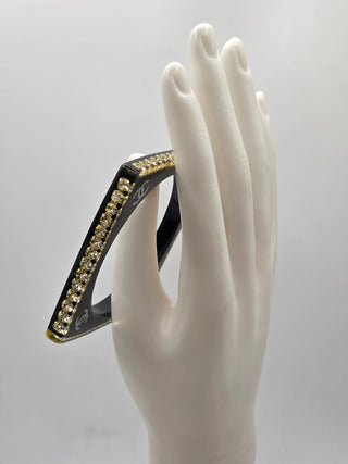 (Copy) Chanel Bkack Resin Strass Interlocking CC Square Bangle