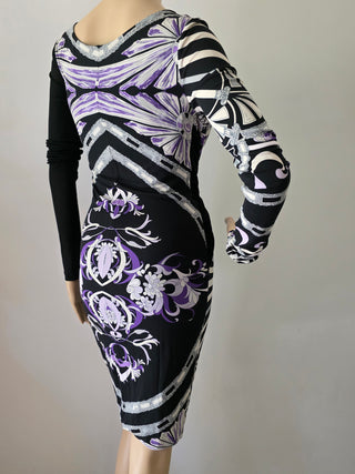 Emilio Pucci Black Multicolor Signature Print Sexy Summer Dress 42 sz