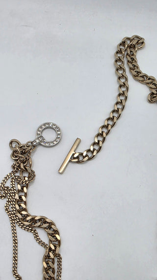 Chanel Strass Interlocking CC Gold-tone Long Station Necklace