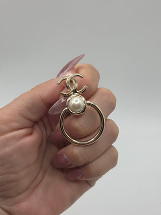 Chanel Gold-tone 2022 Faux Pearl Interlocking CC Drop Earrings