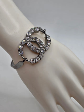 Chanel Silver-tone Strass Interlocking CC Bracelet