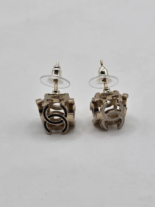 Chanel Gold-tone 2022 Resin Interlocking CC Stud Earrings