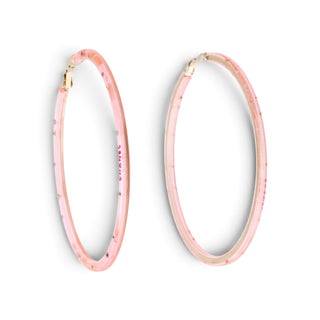 Chanel Pink Strass Resin CC Logo Hoop Earrings