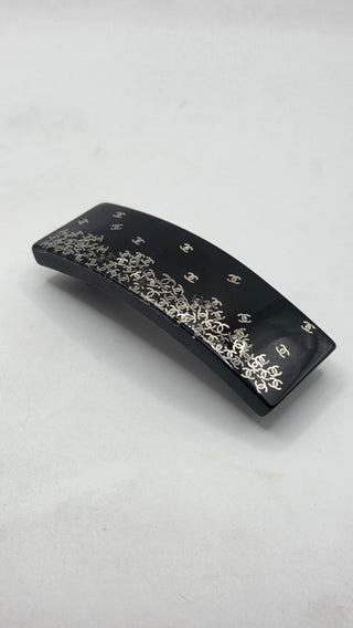 Chanel Black Silver-tone Interlocking CC Charm hair clip
