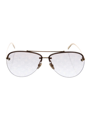 Louis Vuitton Gold-tone LV Monogram Aviator Sunglasses