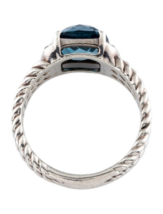 David Yurman Sterling Silver Topaz Diamond Petite Wheaton Ring 5.75 sz