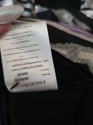 Emilio Pucci Black Multicolor Signature Print Sexy Summer Dress 42 sz