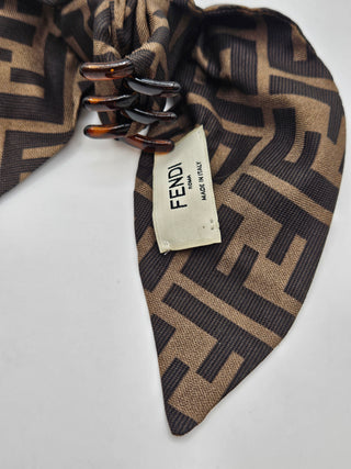 Fendi Brown Multicolor Zucca F Silk Barrette