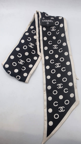 Chanel 2022 Polka Dot CC Hair Scrunchie