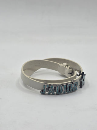 Christian Dior White Leather Wrap Crystal J'Adior Bracelet