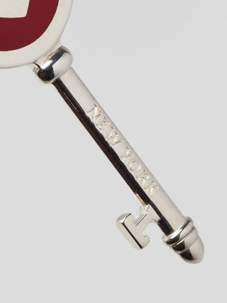 Tiffany & Co. Sterling Silver Red Enamel Heart Key Pendant Necklace