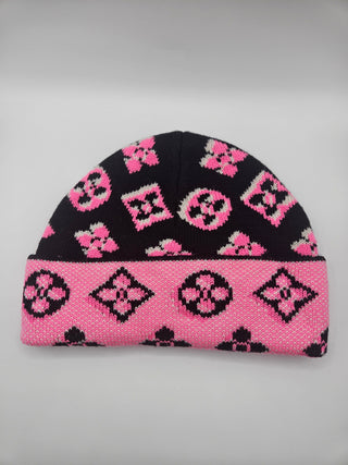 Louis Vuitton Pink Black Wool 3D Monogram Beanie NWT