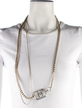 Chanel Strass Interlocking CC Gold-tone Long Station Necklace