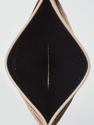 Yves Saint Laurent Beige Grained Chevron Quilted Leather Card Holder