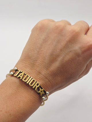 Christian Dior Gold-tone Faux Pearl J'Adior Cuff Bracelet