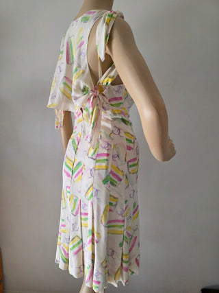 Chanel Multicolor Interlocking CC Logo Summer Knee-Length Dress S sz
