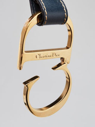 Christian Dior Blue Trotter Logo Canvas CD Belt 80 sz