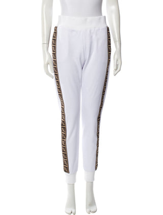 Fendi White FF Monogram Graphic Print Skinny Leg Pants 42 sz