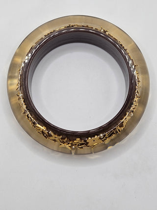 Louis Vuitton Brown Gold-tone Crystal Faux Pearl Resin Inclusion Bangle