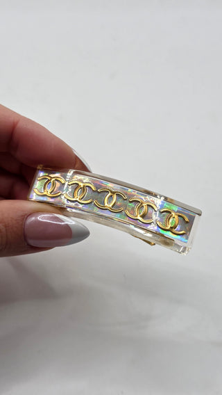 Chanel Gold-tone Clesr Reflective CC Hair Clip