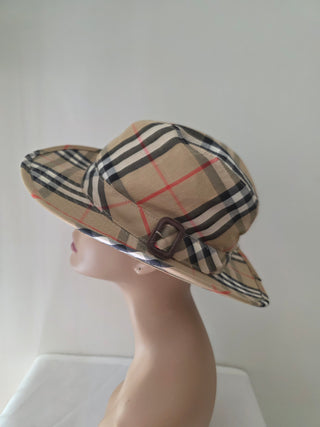 Burberry Brown Multicolor Nova Check Plaid bucket hat S sz