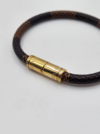 Louis Vuitton brown leather Keep It Bracelet