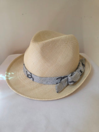 Chanel Beige 2022 Interlocking CC Raffia Fedora Hat S sz