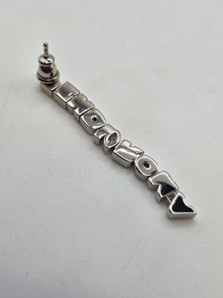 Fendi Silver-tone Logo Crystal Roma Drop Earrings