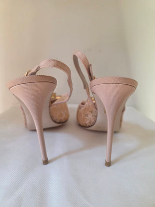 Dolce & Gabbana Beige Lace Pattern Slingback Pumps 40.5