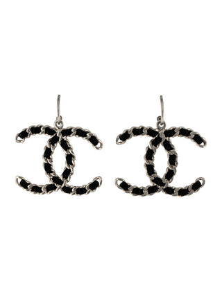 Chanel oversized Woven Interlocking CC Drop Earrings