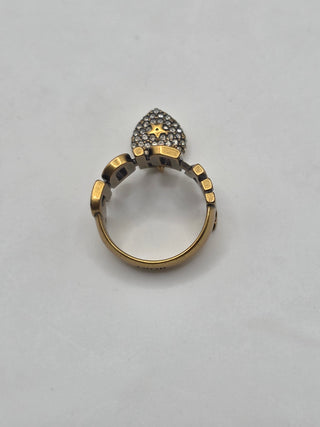 Christian Dior Gold-tone Crystal Heart J'Adior Cocktail Ring 6 sz
