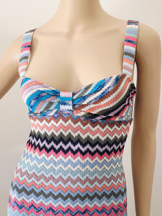 Missoni Blue Multicolor Stripe Printed Knee-Length Dress XS sz