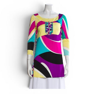 Emilio Pucci Multicolor long-sleeved Signature Print blouse S 38 sz