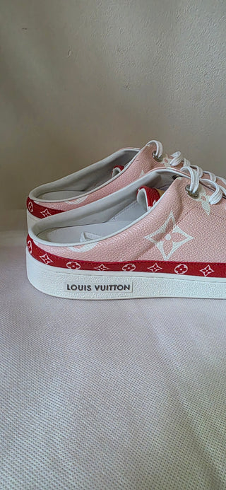 Louis Vuitton Pink Red LV Monogram Sneakers 41 sz