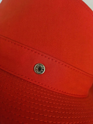 Eye catching Hermès Red Cotton Fedora Hat 58 sz