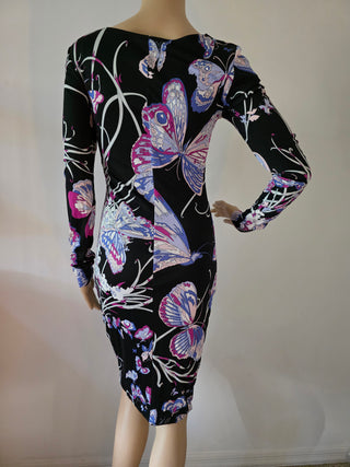 Emilio Pucci Purple Multicolor Floral Printed Knee-Length Dress 42 sz