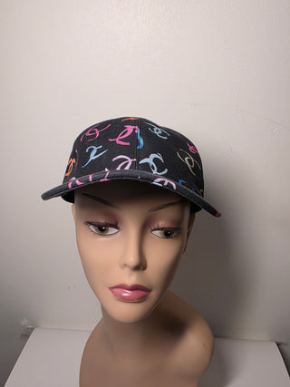 Chanel Black multicolor Interlocking CC Printed Baseball Cap