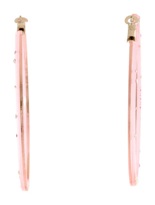 Chanel Pink Strass Resin CC Logo Hoop Earrings