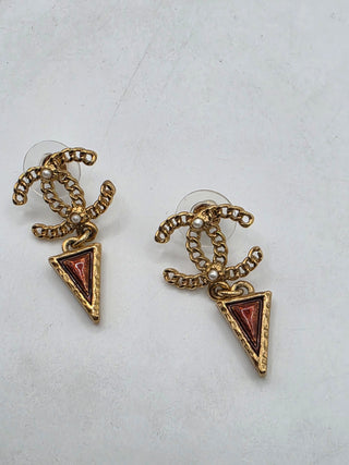 Chanel Faux Pearl Resin Intrecciato Drop Earrings