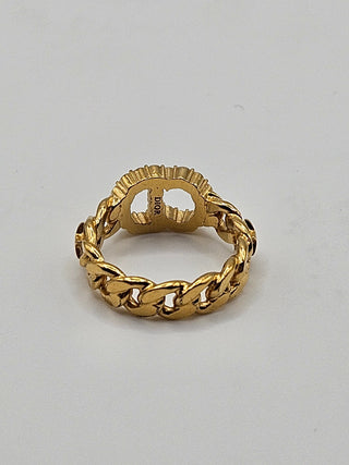 Christian Dior Gold-tone Crystal Clair D Lune Band Ring Size: 6