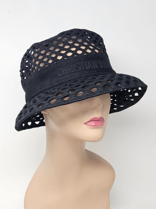 CHRISTIAN DIOR Black Cutout Logo Printed Bucket Hat S sz