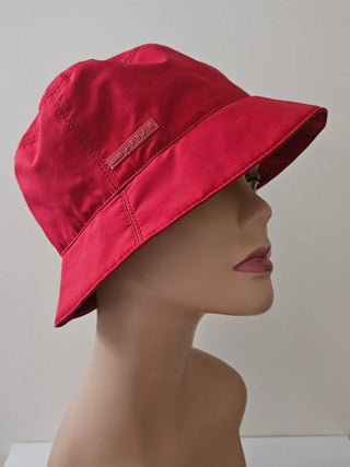 Prada Red Nylon Logo Printed Bucket Hat M sz