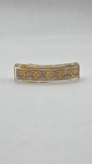 Chanel Gold-tone Clesr Reflective CC Hair Clip